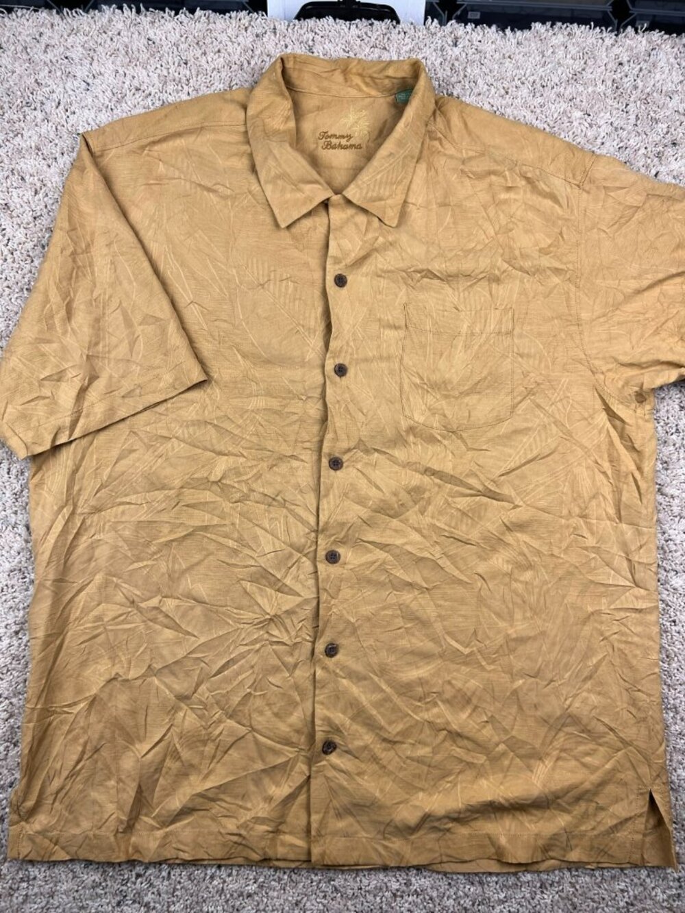 Tommy Bahama ALL SILK Hawaiian Camp Aloha Shirt Size XL Button Up Gold